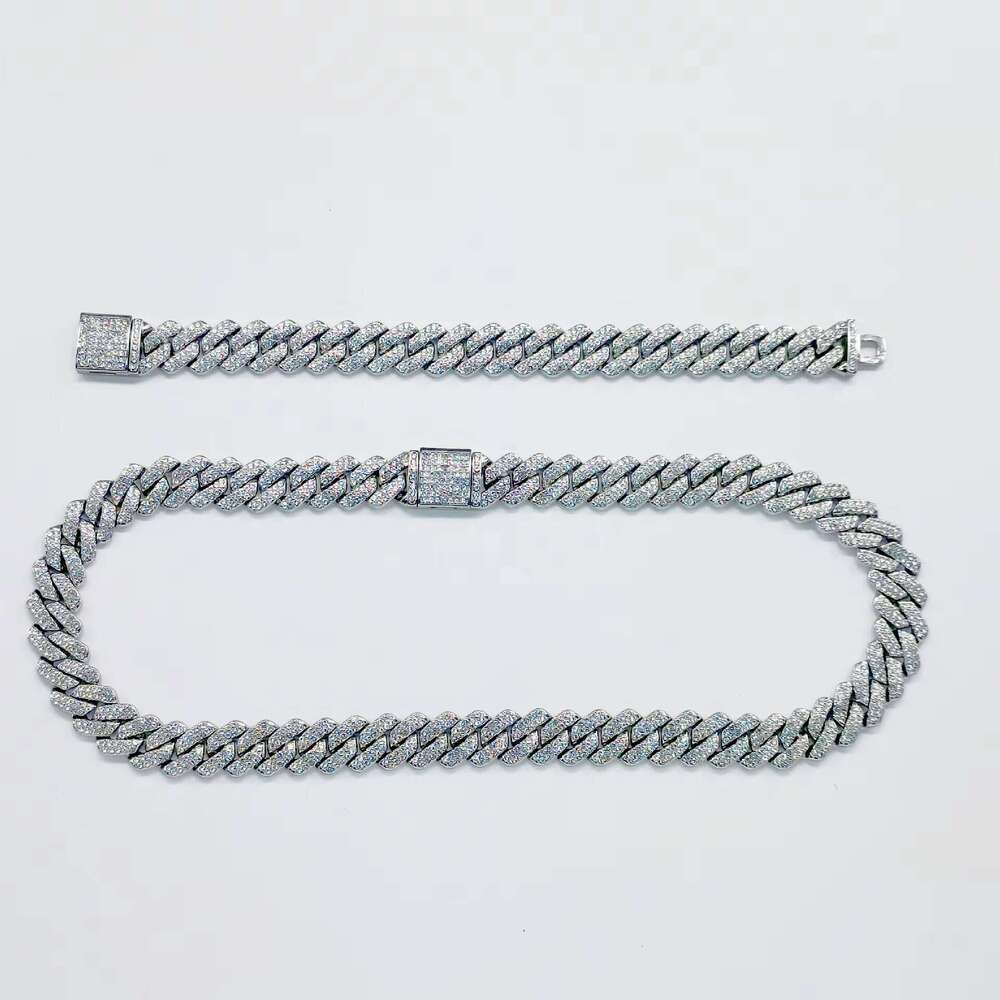 Wholesale Hip Hop Jewelry Bracelet 14 mm Dia Gold Plated Bling Rhinestone Cuban Link Chain Necklace
