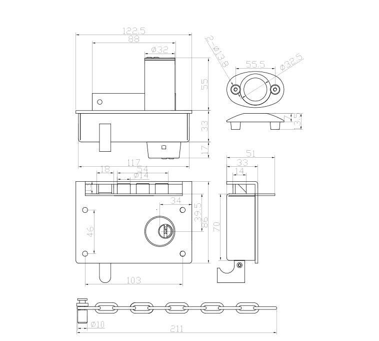 D1712 wheel safety door lock High-quality lock body