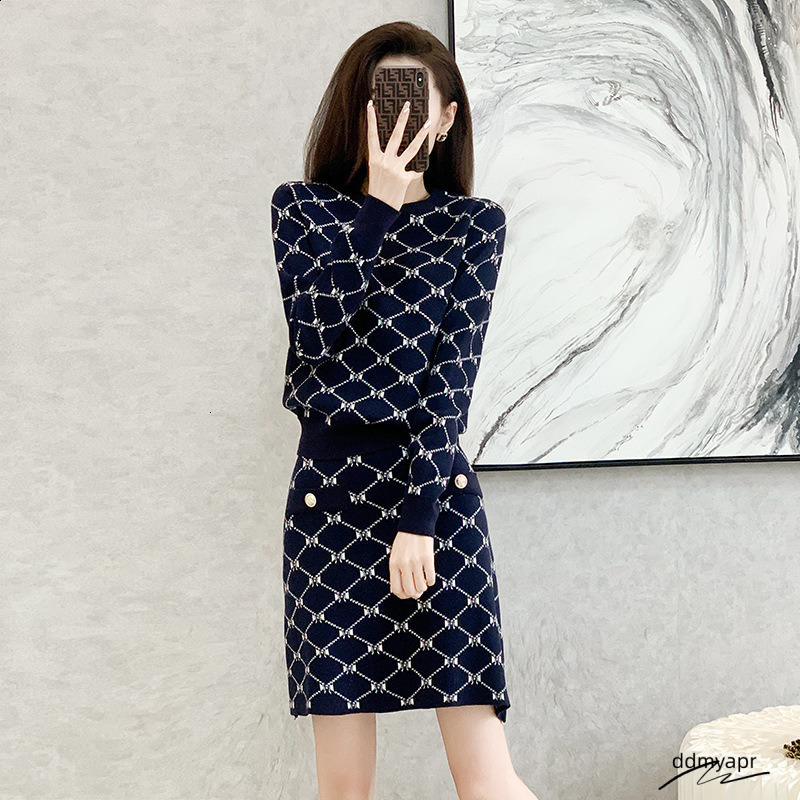 Style Fashion Casual Suit For Women 2025 Autumn Ddmydec Winter Jacquard Sweater Knitted Two-Piece Set Skirt Trendy Ddmydec Ddmydec Ddmydec Ddmydec