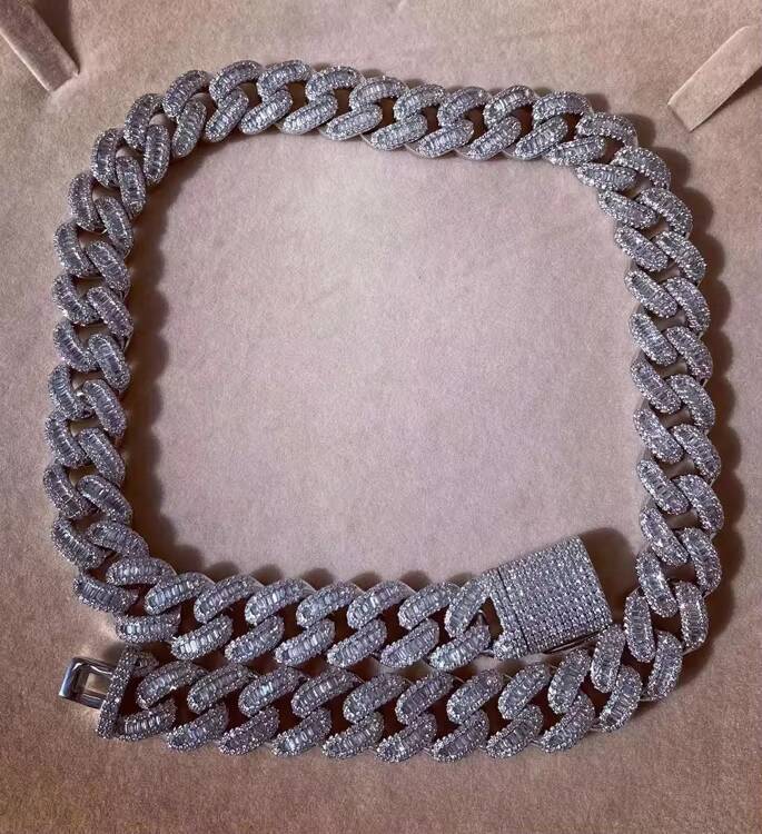 Wholesale Custom Brass Heavy Quality 15MM Men Diamond Chain Ice Jewellery Cuban Link Chain