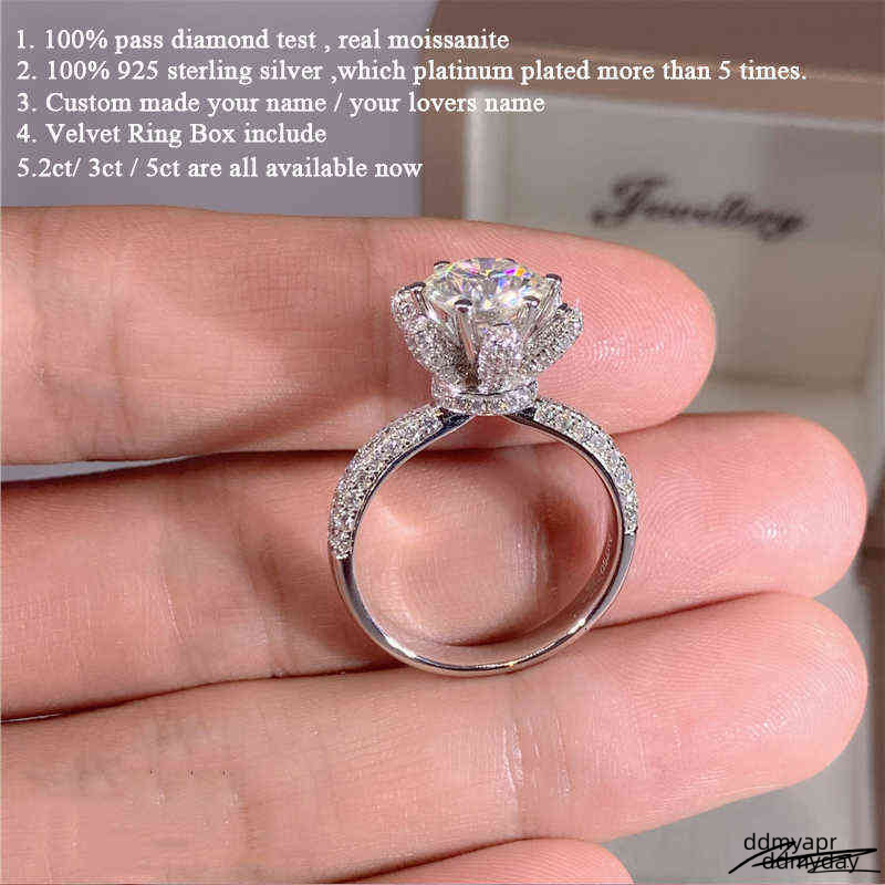 Custom Name Certified 5 Carat Dia Engagement Ring Women 14K White Gold Sterling Sier Bridal Moissanite Rings Wedding Band ddmyday ddmyday