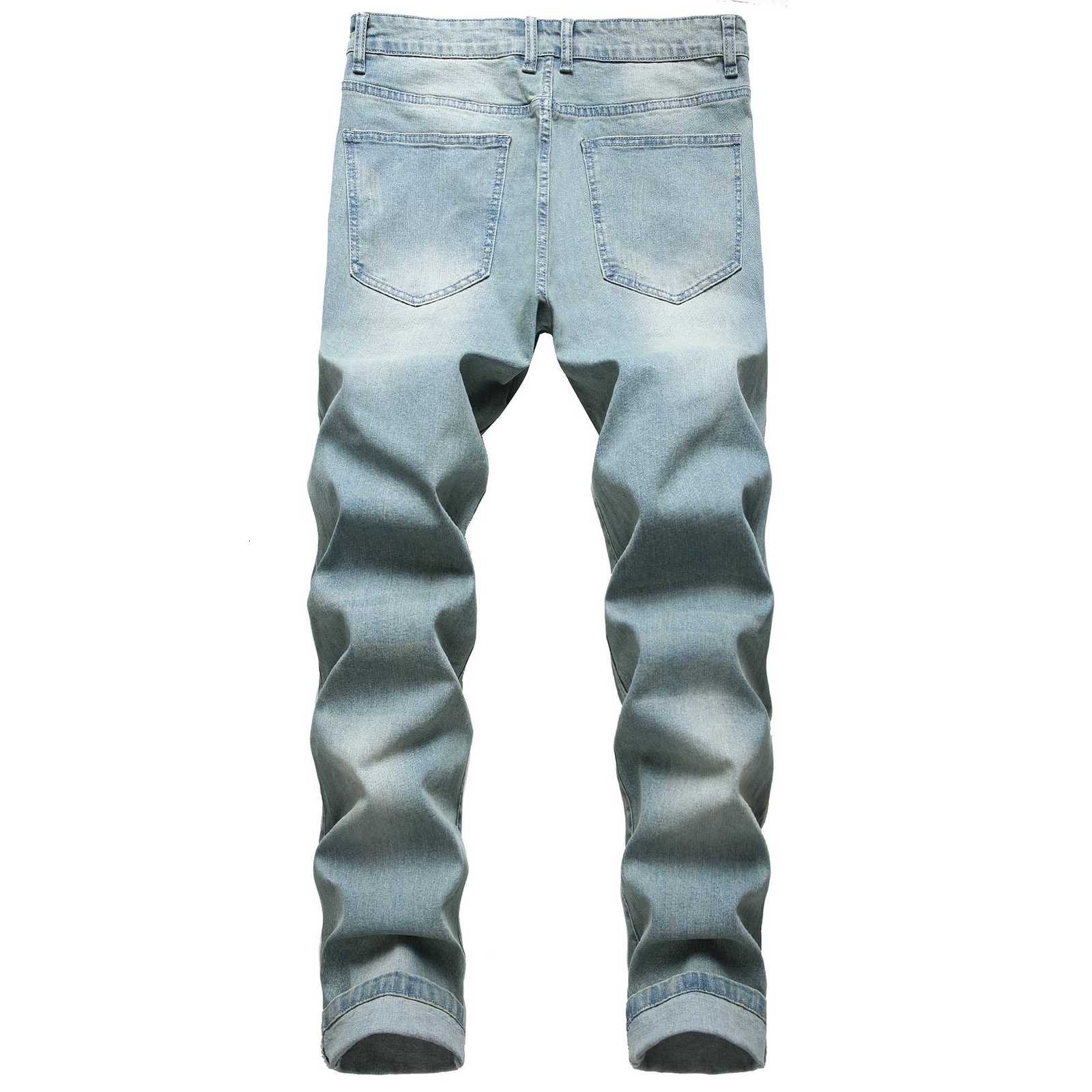 Mens blue casual jeans casual jeans fashion solid color jeans casual party stretch denim pants LY09 W250905