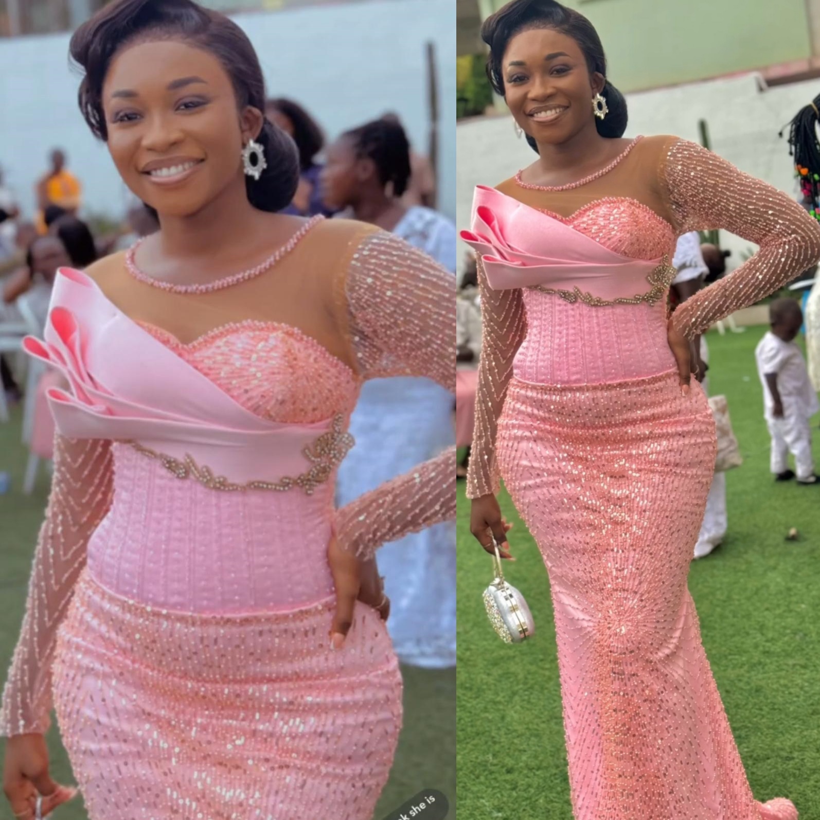 Aso Ebi Mermaid Pink Prom Dresses 2025 Beaded Sheer Neck Full Sleeves Evening Formal Party Second Birthday Engagement Gowns Plus Size Dress For Specia