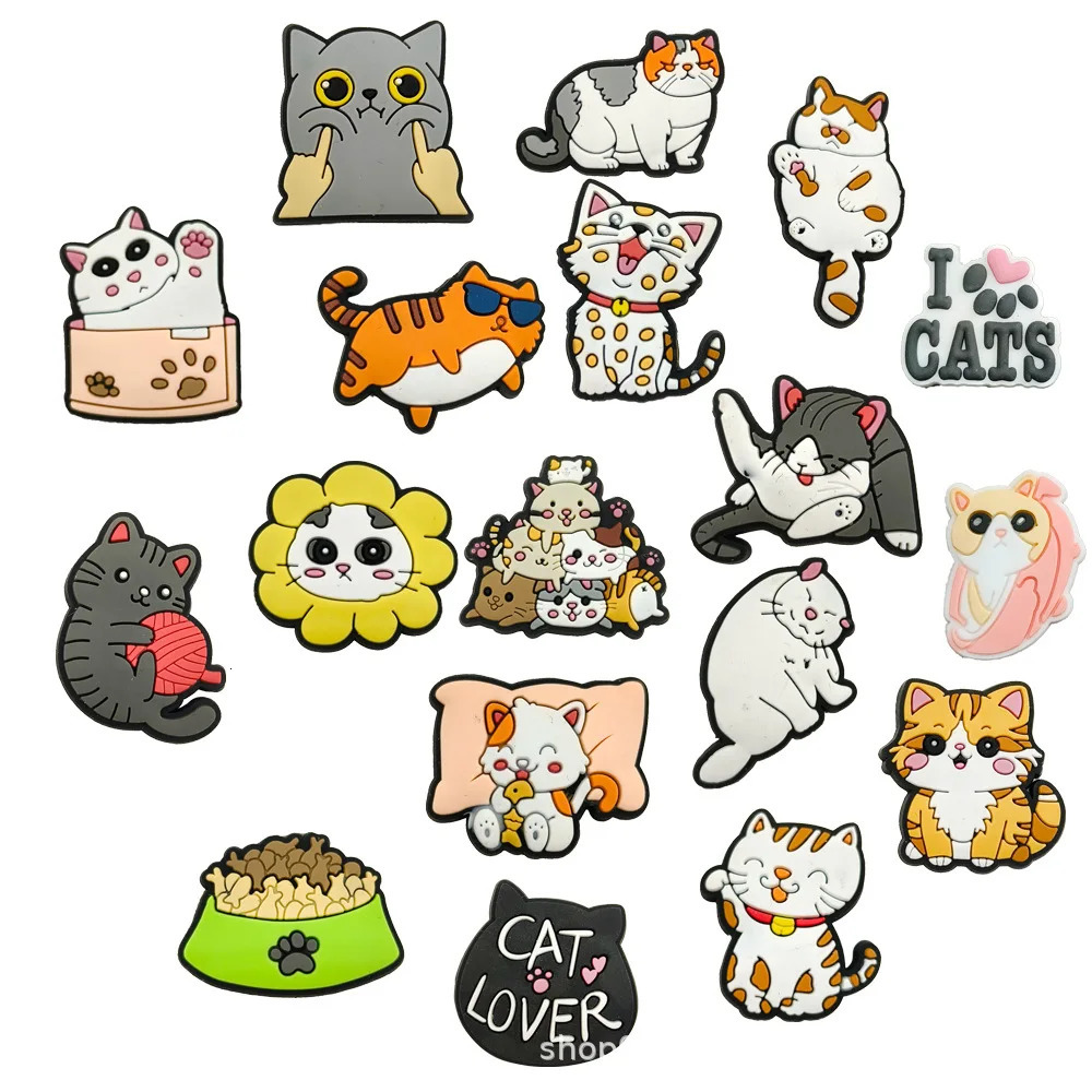 1pc Cute Cartoon Cats PVC Shoe Charms for Clogs Accessories Shoe Decorations Sandals Pins DIY Beach Bags Accessories 250904CJ