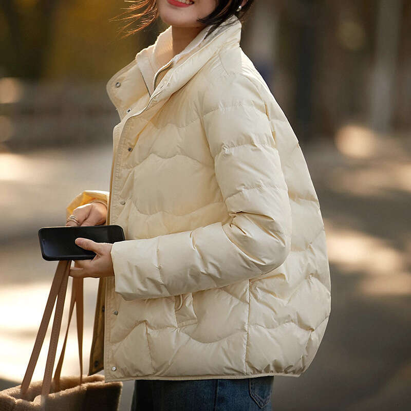 95 White Goose Lightweight Slimming Cocoon Down Jacket Winter New Women's Short Coat B5