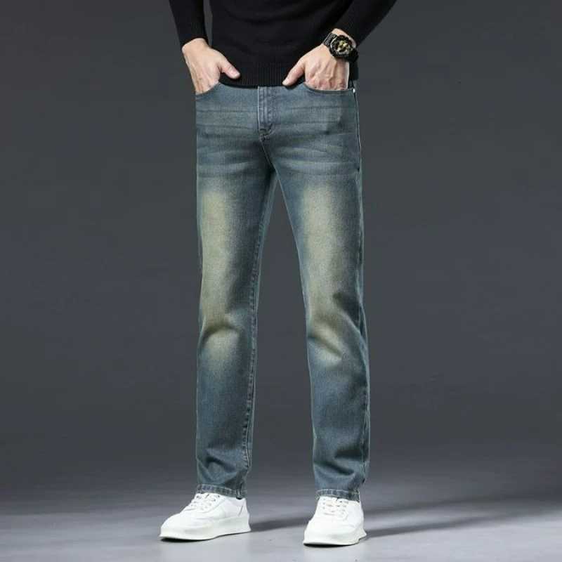 HighEnd Mens Joggers Jeans Elastic Slim Straight Leg Cotton Stretch Denim Spring Autumn New Retro Nostaic Long Pants Causal W250905