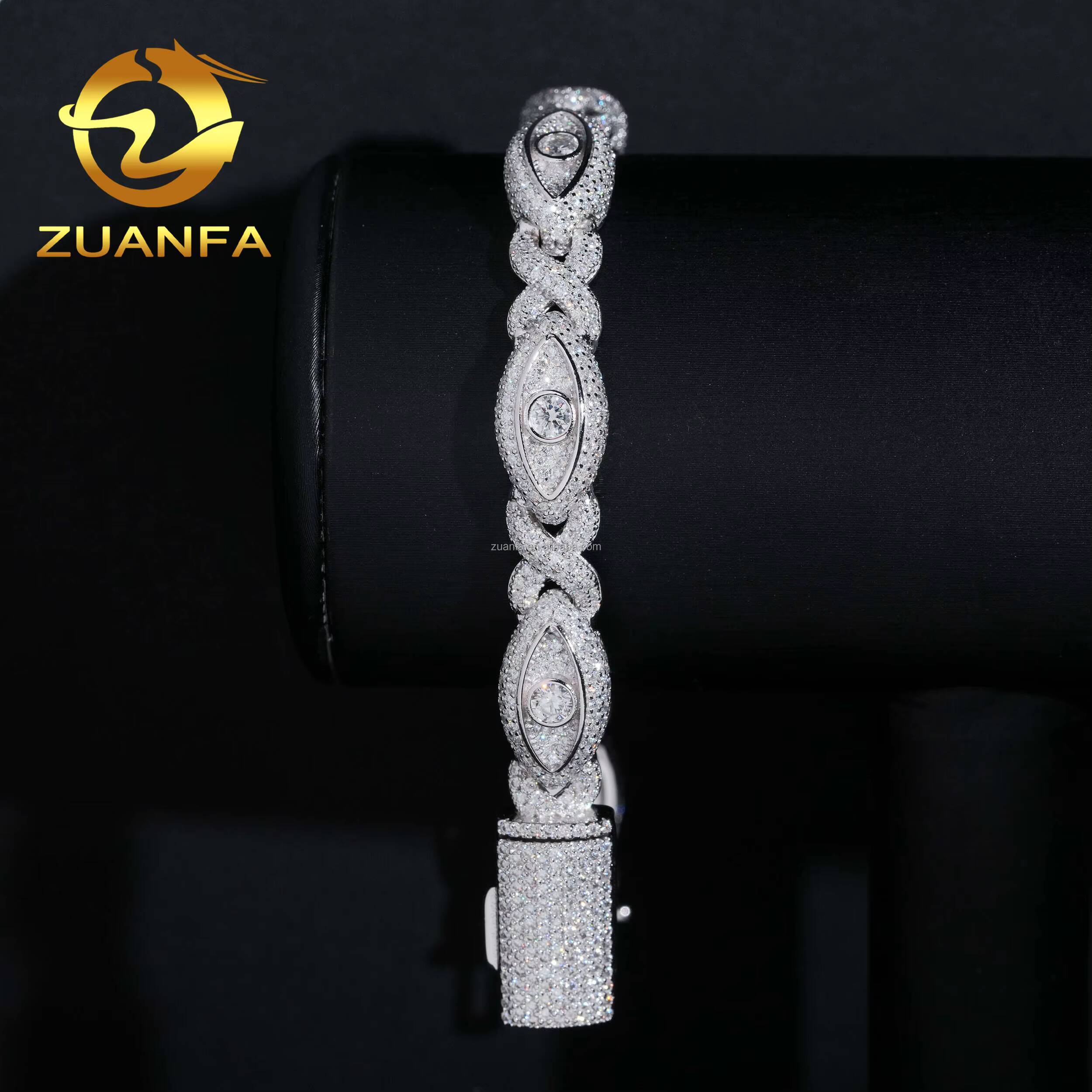10mm Rapper Jewelry Pass Diamond Tester Iced Out Hip Hop S925 Moissanite Diamond Man Jewelry Evil Eyes Infinity Cuban Bracelet