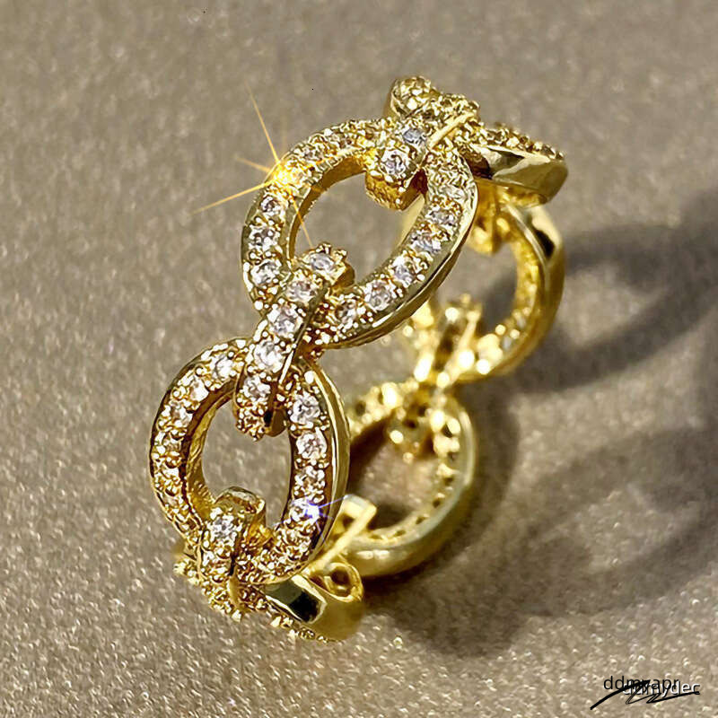 Geometric Micro-Pave - Gold/Rhodium Plated Circular Statement Ring With ddmydec Zircon Stones (Us Size 6-10) ddmydec