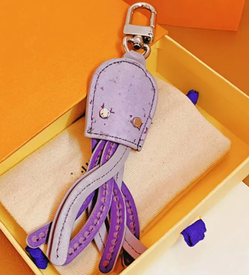 Designer octopus Bag Charm pendant For Women Luxury Cuttlefish Squid Animal Keychain Car Key Rings with box gift