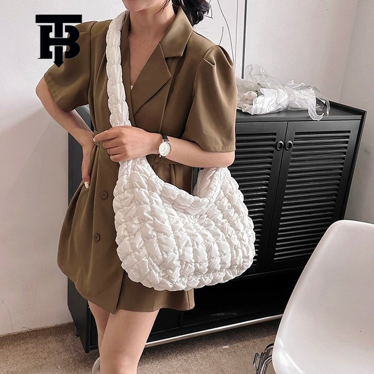 TB BHULAMTE Designer Bag Pleated Cloud Bag Versatile Fashion Single Shoulder Handbag Dumpling Bag Luxury Bag Large Capacity Down Cotton Underarm Women