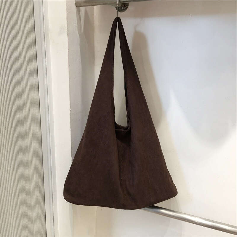 This Season Autumn Winter Suede Tote Large Capacity Shoulder for Women Artistic Casual Commuter Underarm Bag