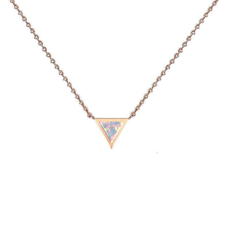 DHpet 2025 Spring: Unisex Stainless - steel Opal - inspired Necklaces with Triangular Pendant
