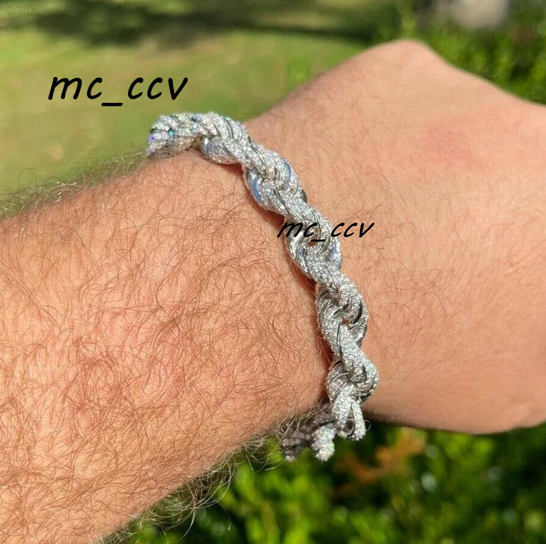 Mens Cuban Style Bracelet Hip Hop 925 Sterling Silver Lab Diamond Cluster Moissanite Cuban Chain Bracelet