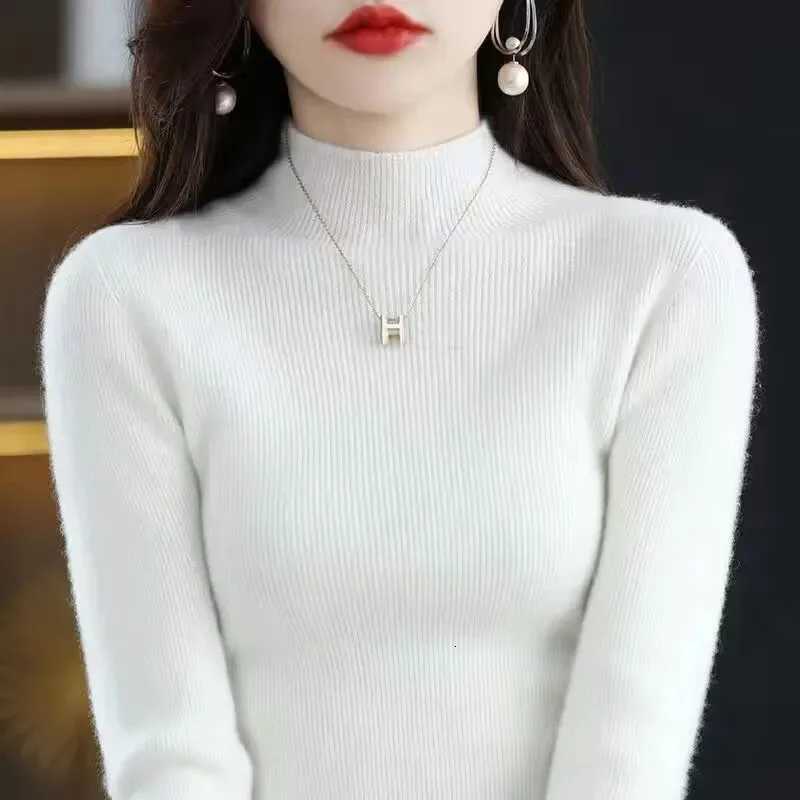 Solid Half Turtleneck Knit Sweater Women Autumn Winter Korean Long Sleeve Pullovers Fashion All Match Thick Warm Slim Jumper New Z250905