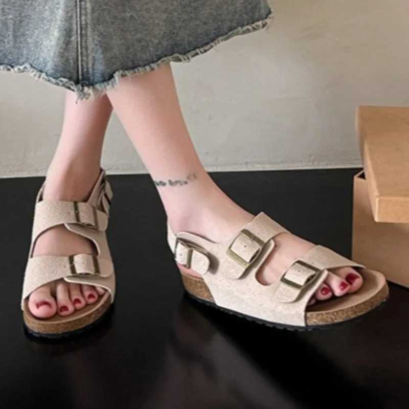 Womens Sandals 2025 Summer Casual Thick Bottom Flat Trend Open Toe Solid Color Sandals Lightweight Outdoor Walking Slippers W250905