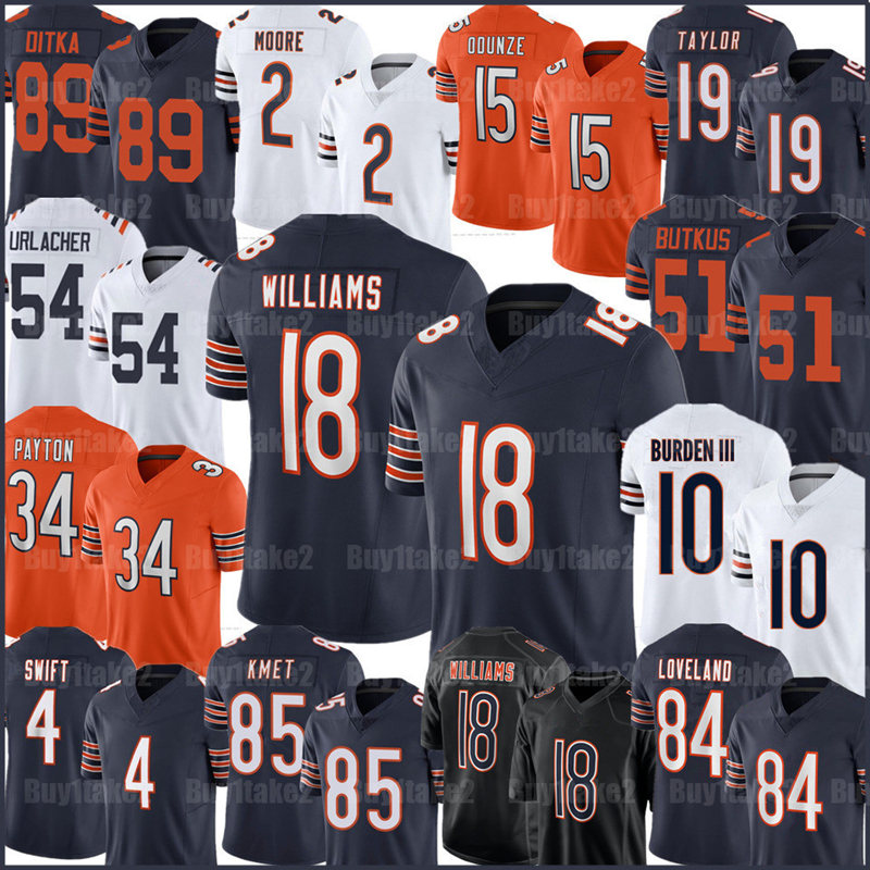 Caleb Williams Rome Odunze Colston Loveland Football Jersey DJ Moore Walter Payton Cole Kmet Jaquan Brisker DAndre Swift Luther Burden Tory Taylor Jaylon Johnson