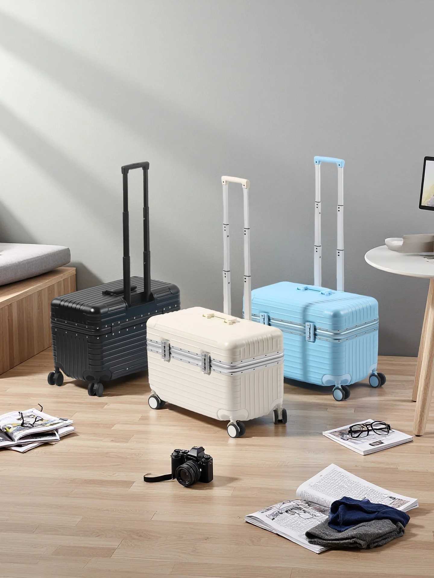 20Inch Aluminum Alloy Frame Suitcase ABSPC Material Open Upper Cover Boarding Case TSA Customs Password Lock Universal Wheel Z250905