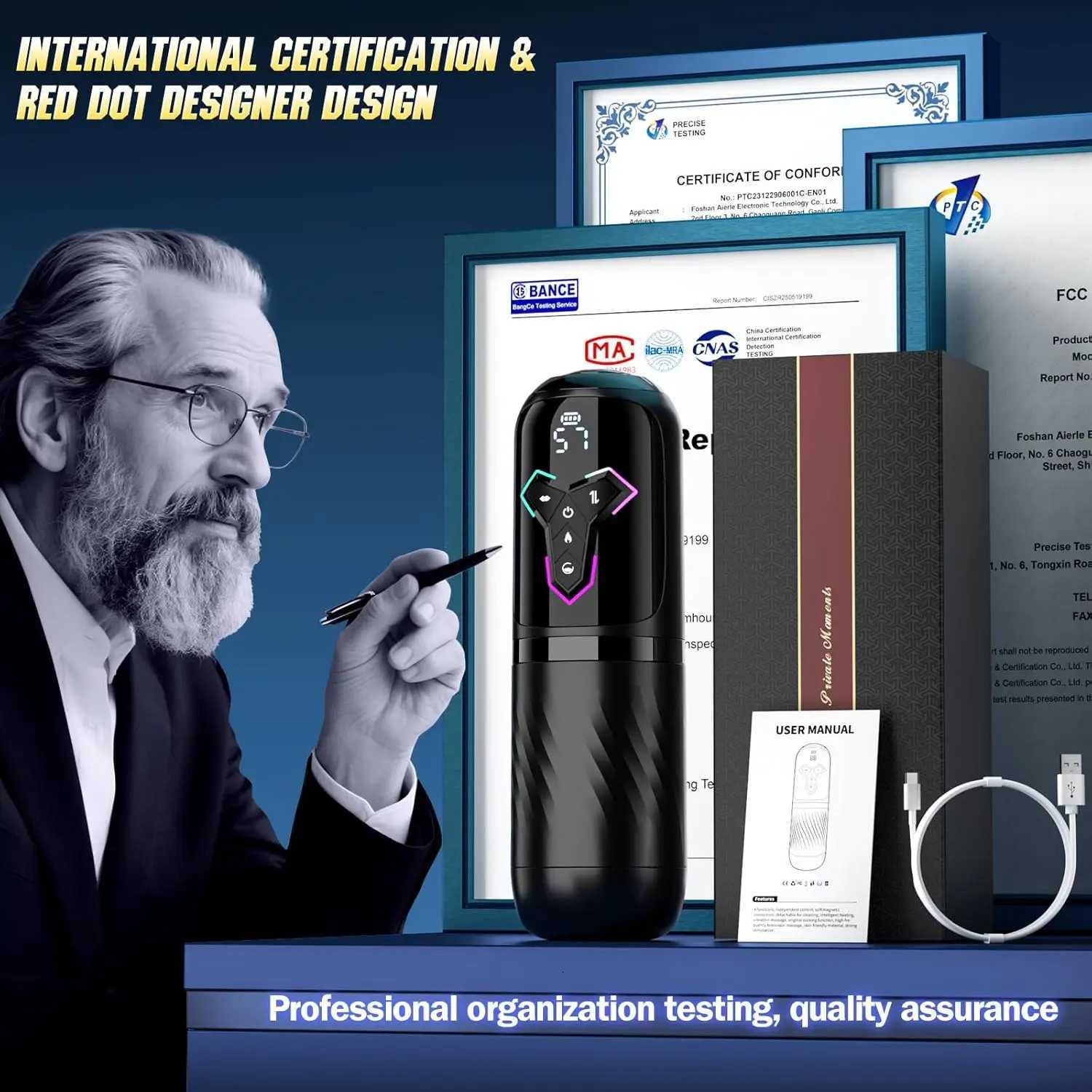 KUSHOR 4 IN 1 Automatic Telescopic Male Masturbator Heated Sucking Vibrating Masturbation Cup Penis Pump LCD Sex Toys for MenXJ250905