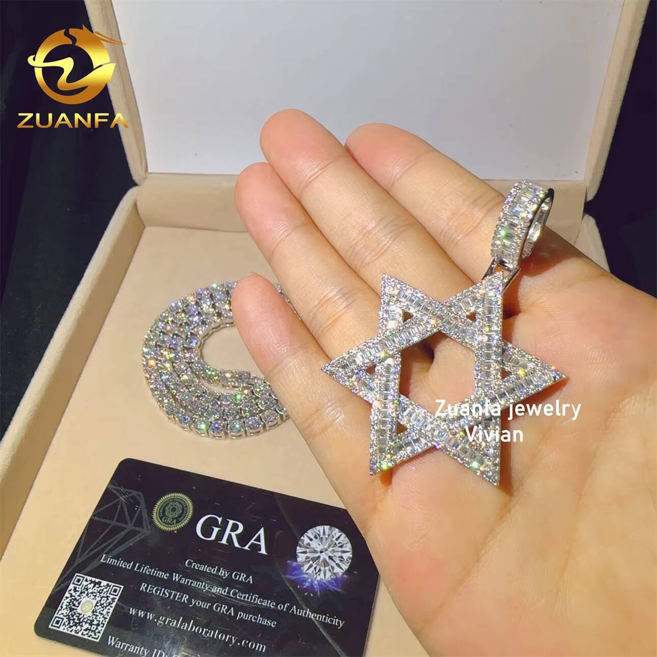 Custom Iced Out Hip Hop VVS Moissanite Fine Jewelry Fashion Moissanite Hip Hop Pendant