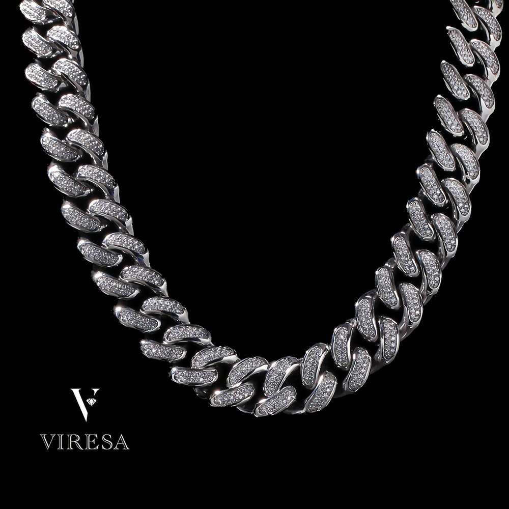 Hot Sale VVS Moissanite Chain Necklace 10mm Wide Solid Sier Iced Dia Cuban Link Hip Hop Style