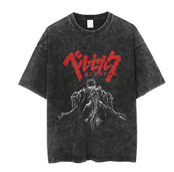 2025 New Vintage Dark Anime Print Street Retro T-Shirt Streetwear Crew Neck Short Sleeve T-Shirt for Men - TT2527