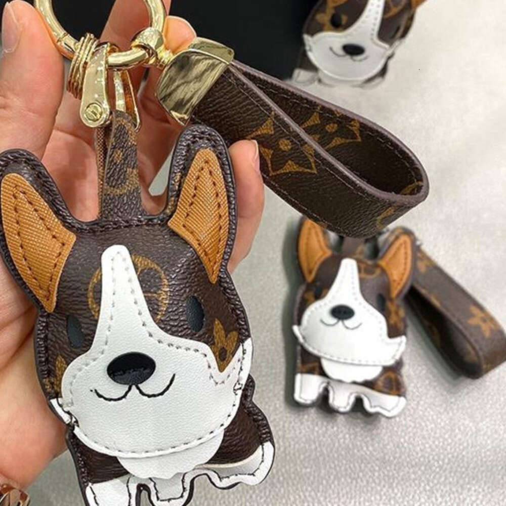 DHpet_wholesale Premium Corgi Leather Charm, Japanese Style, Stainless Steel Keychain, Design, for Bags/Car Keys