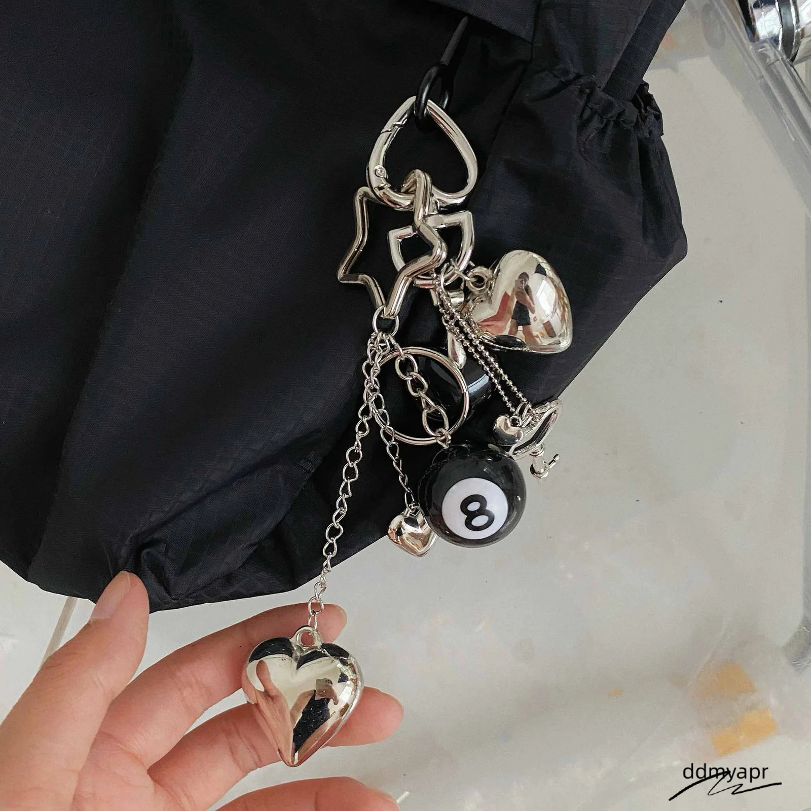Phone Keychains: Metallic Star Heart Keychain ddmyday - Cool Car Keychains Bags, Phones, Unique Pendant For Men, Women, Couples ddmyday ddmyday ddmyda
