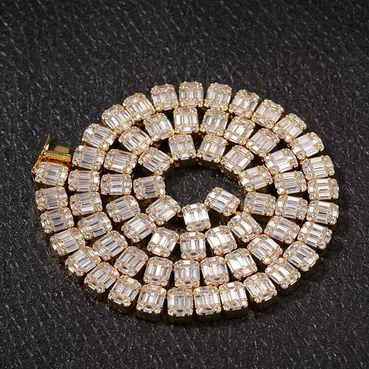 GZYS JEWELRY Wholesale Drop Shipping New Arrivals Ice Jewelry Square Moissanite Cubic Necklace