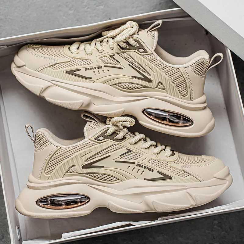 2025 New Spring and Autumn Laceup Thicksoled Youthful and Trendy Heightincreasing Mens Laceup Sports Running Shoes Z250905