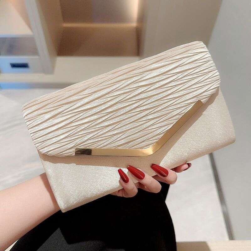 Ladies Satin Socialite Temperament Flip Handbag, Formal Dress Bag, Pleated Design Banquet Handbag