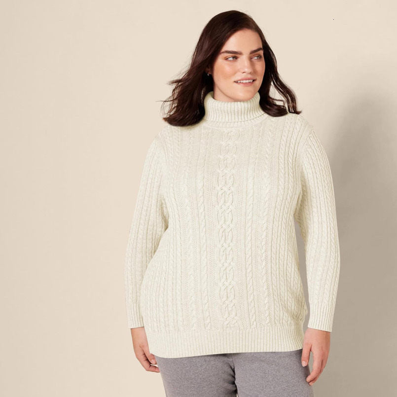 Women's Fisherman Cable Turtleneck Sweater (Available in Plus Size)