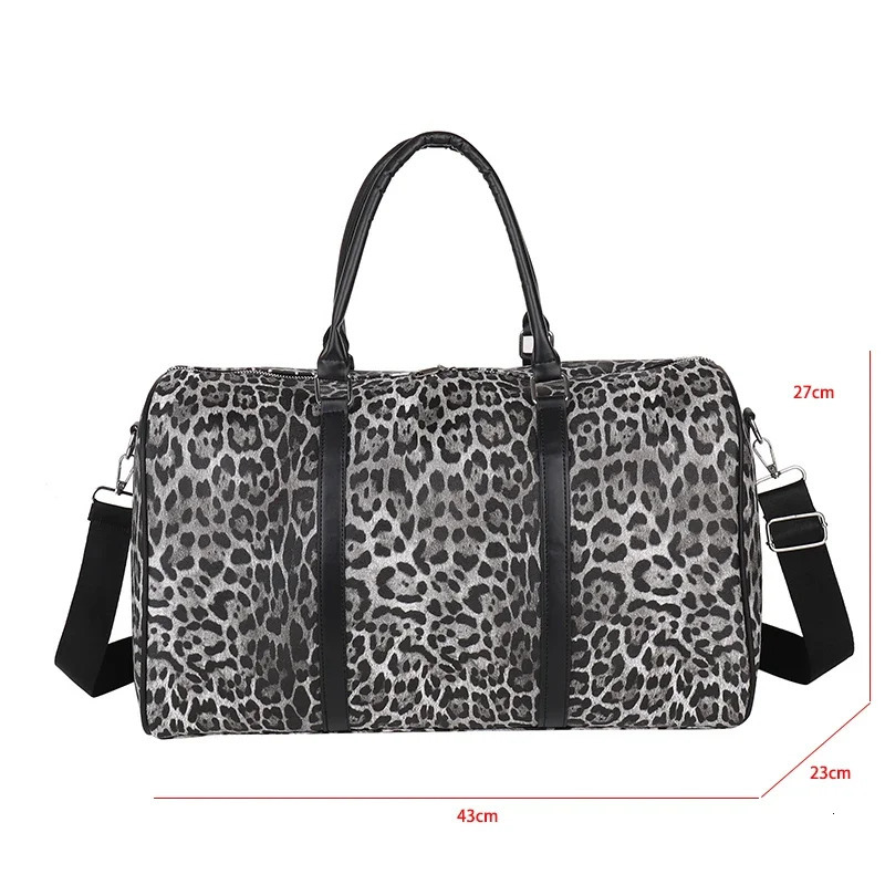 Classic Leopard Print Large Capacity Leisure Luggage Bag With Multiple Pockets And Shoe Compartment Sports Fitness Travel Bag 250903