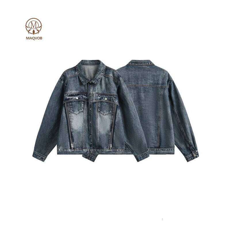 MAQVOB EU US Size Vintage Washed Denim for Men and Women Loose Fit Casual Street Wear Top Quality Jean Jacket