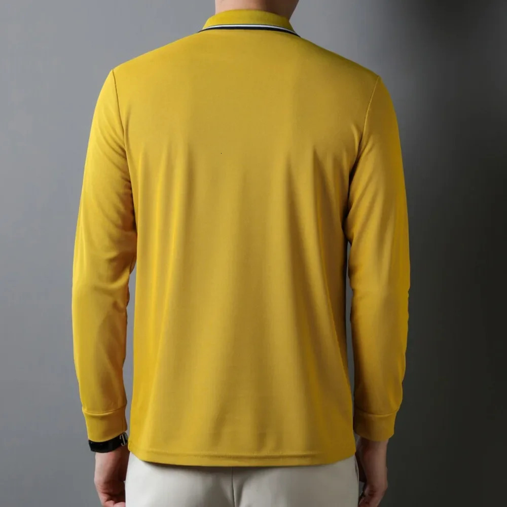 Mens Longsleeved Cotton Polo Shirt Fashion y Casual Bottom Pullover Shirts Tops Ropa Para Hombre 250905
