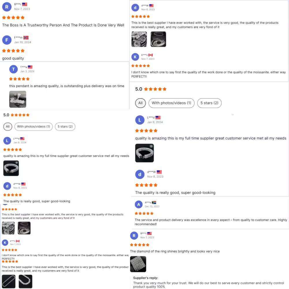 3mm-6mm Solid Rope Hip Hop Style With Custom Size Necklace 10k 14k Real Gold Chain Inlay Moissanite