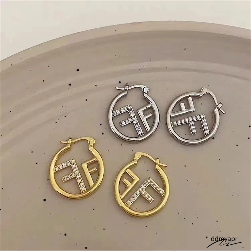 Designer Gold Plated Alphabet Letter Hollow Stud Earring Paved AAA Cubic Zirconia Dia Fashion High-End Jewelry ddmyday Wholesales Drop Shipping