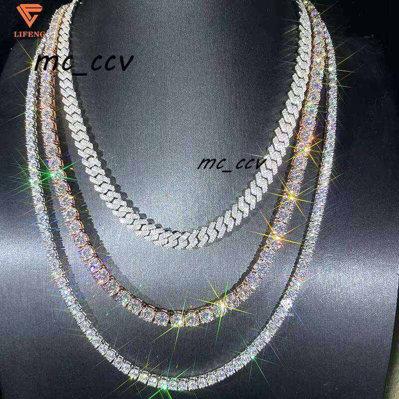 Sier 4Mm HipHop Premium Jewelry Iced VVS Silicon Tennis Chain Charm Necklace For Men