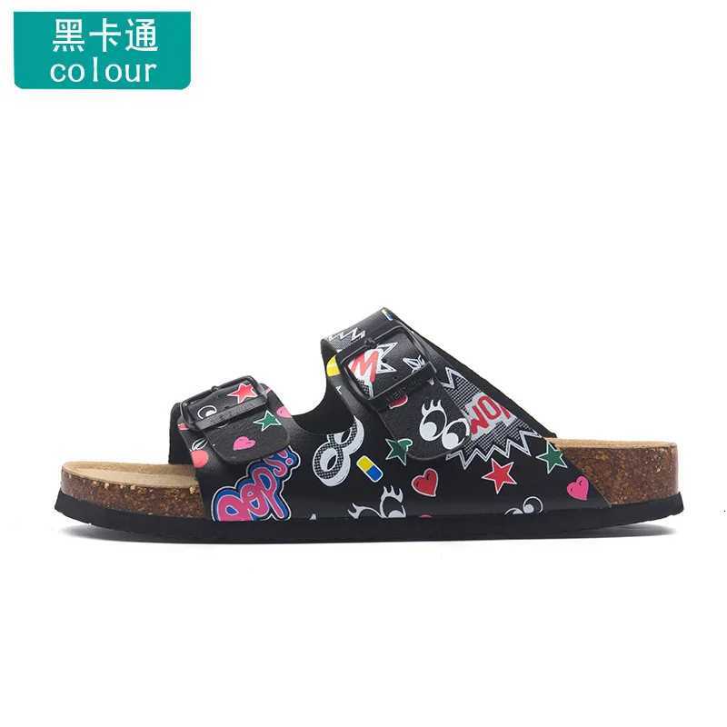 Mens Buckle Flat Bottom Cork Slippers Summer Couple Beach Slippers Casual Mens Sandals Men Shoes W250905