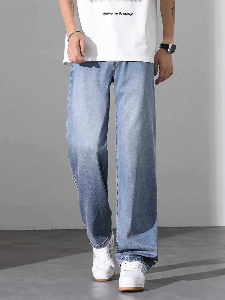 Mens Wide Jeans Fashion Straight Spring Summer Thin Loose Casual Denim Trousers Lyocell Fabric Breathable Comfortable Man Pants W250905
