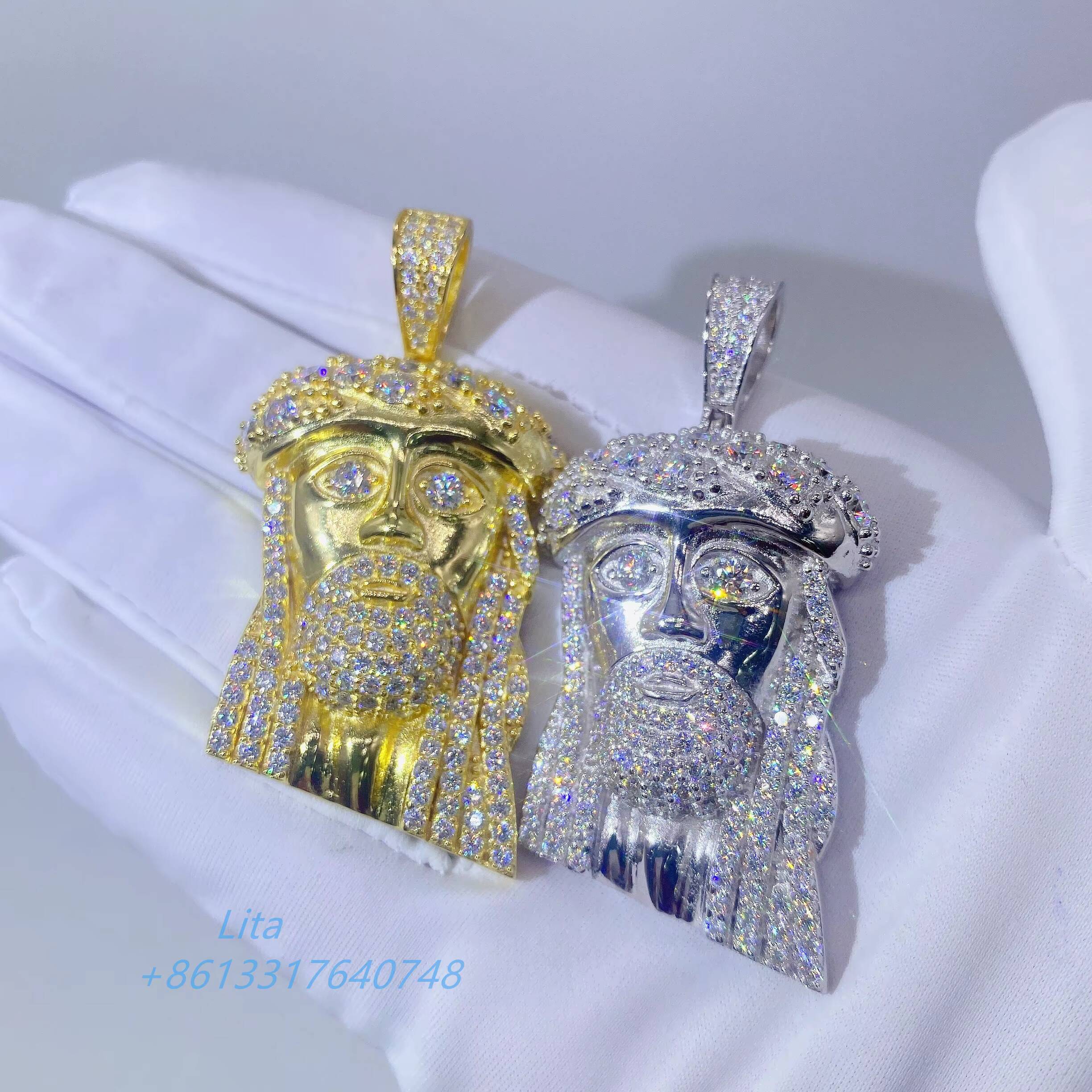 Fine Jewelry Sterling Silver 925 Iced Out Diamond Pendant VVS Moissanite Hip Hop Fashion Jesus Pendant