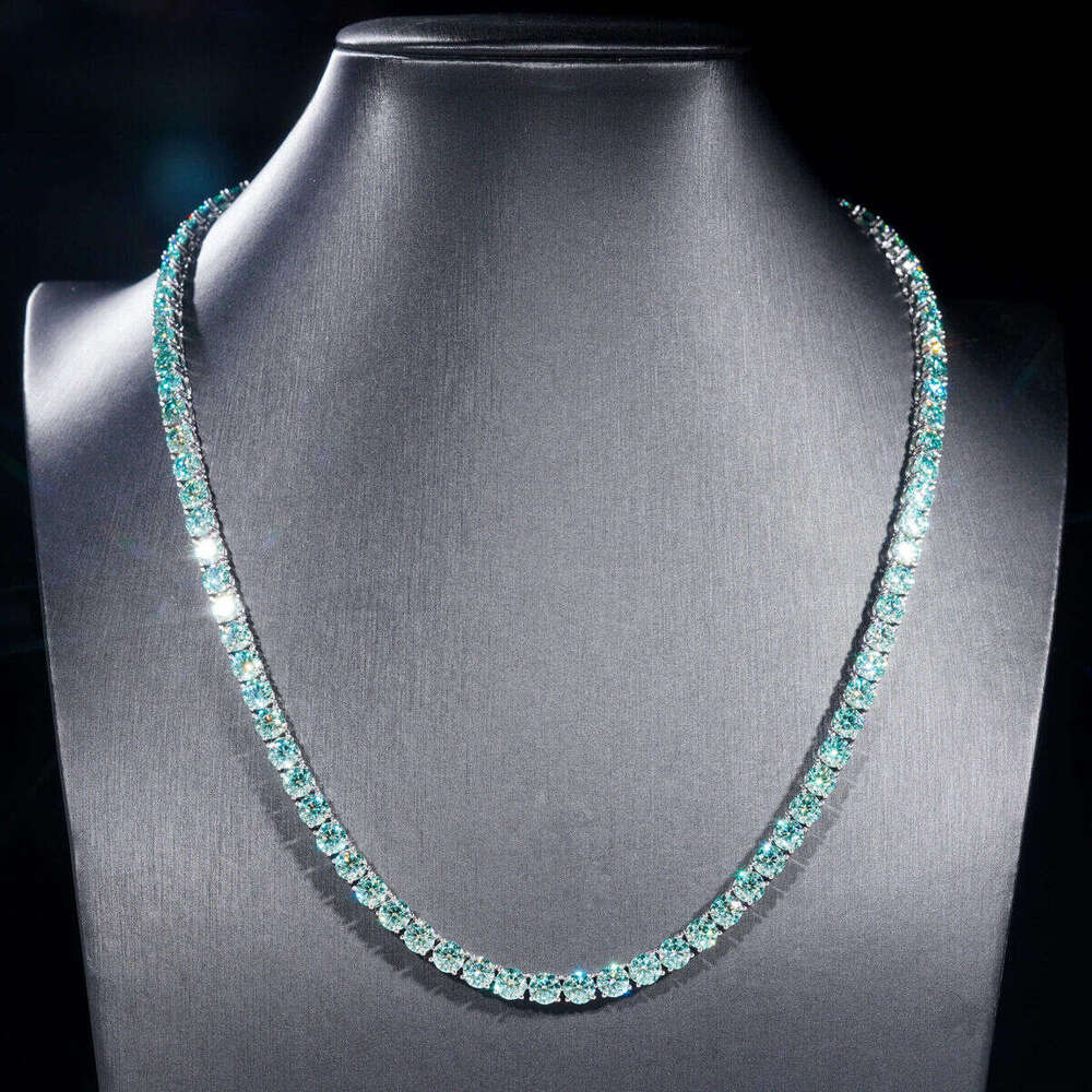 New Design Pass Dia Tester Hip Hop Jewelry Sier Iced Out 2mm 3mm 4mm 5mm Blue Green Color Moissanite Tennis Chain
