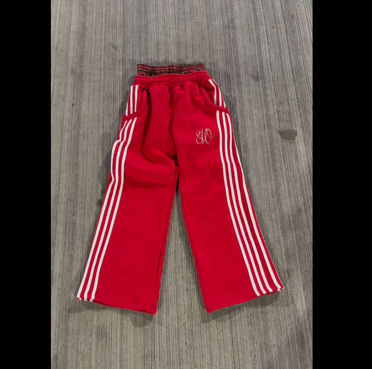 2025 Summer New Striped Color-Block Stretch Sports Embroidered Double-Headed Straight Casual Pants