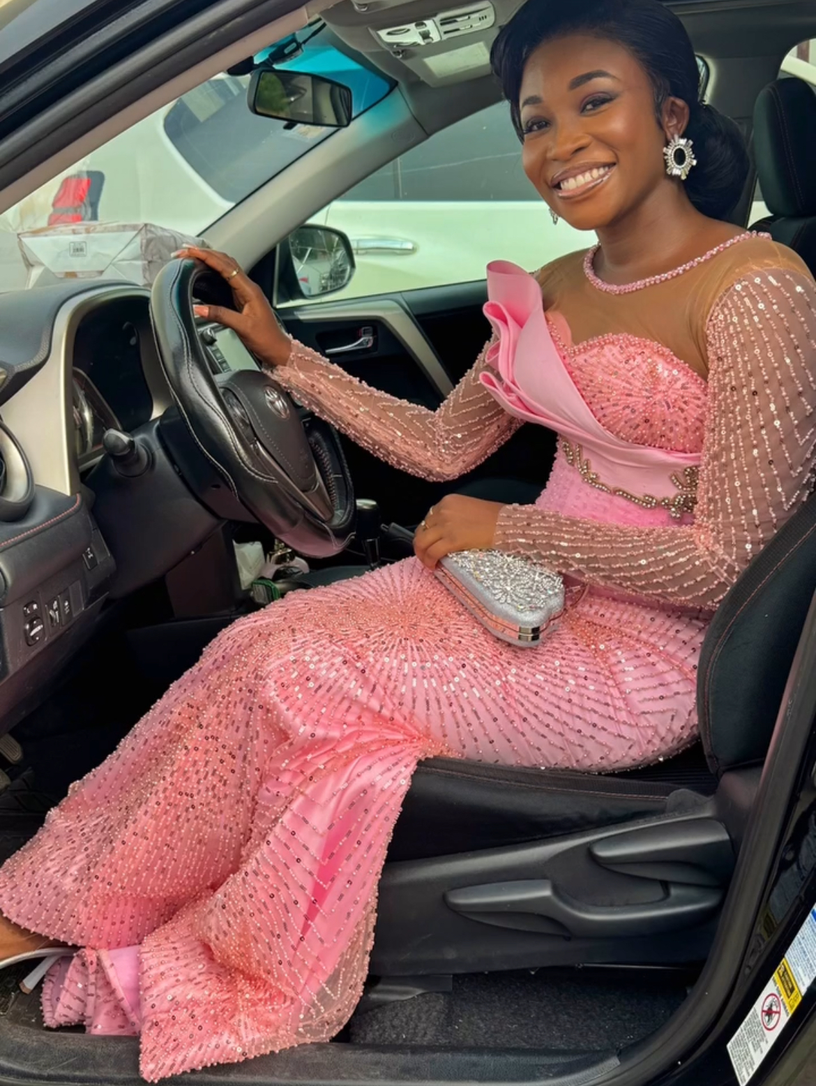 Aso Ebi Mermaid Pink Prom Dresses 2025 Beaded Sheer Neck Full Sleeves Evening Formal Party Second Birthday Engagement Gowns Plus Size Dress For Specia