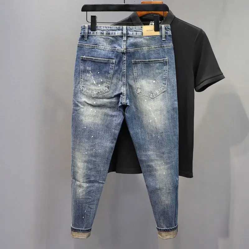 High Street Harajuku Korean Luxury Clothing Mens Casual Denim Pencil Pants Spring and Autumn Washed Jeans Cowboy Pants for Men W250905