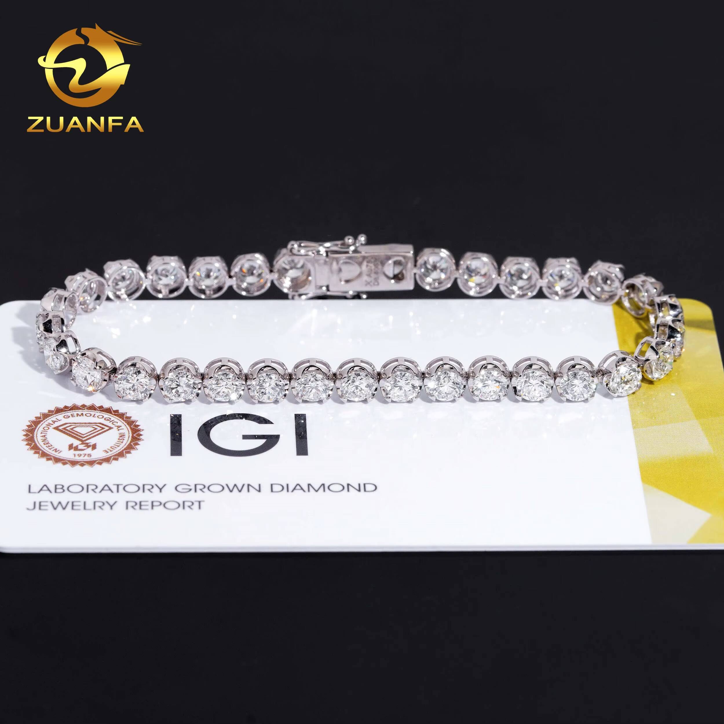 Fashion Jewelry Unisex Luxury IGI Certificate 18k Real Gold Lab Grown Diamond Tennis Bracelet