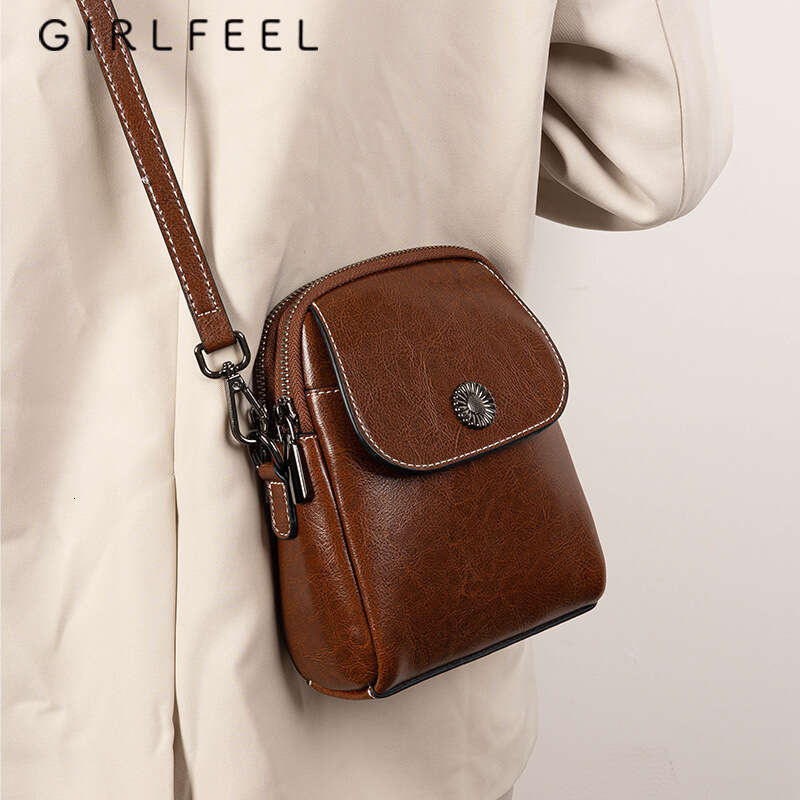 Gefeni for Women 2023 New Trend Genuine Leather Women's Cowhide Fashion Phone Shoulder Crossbody Bag
