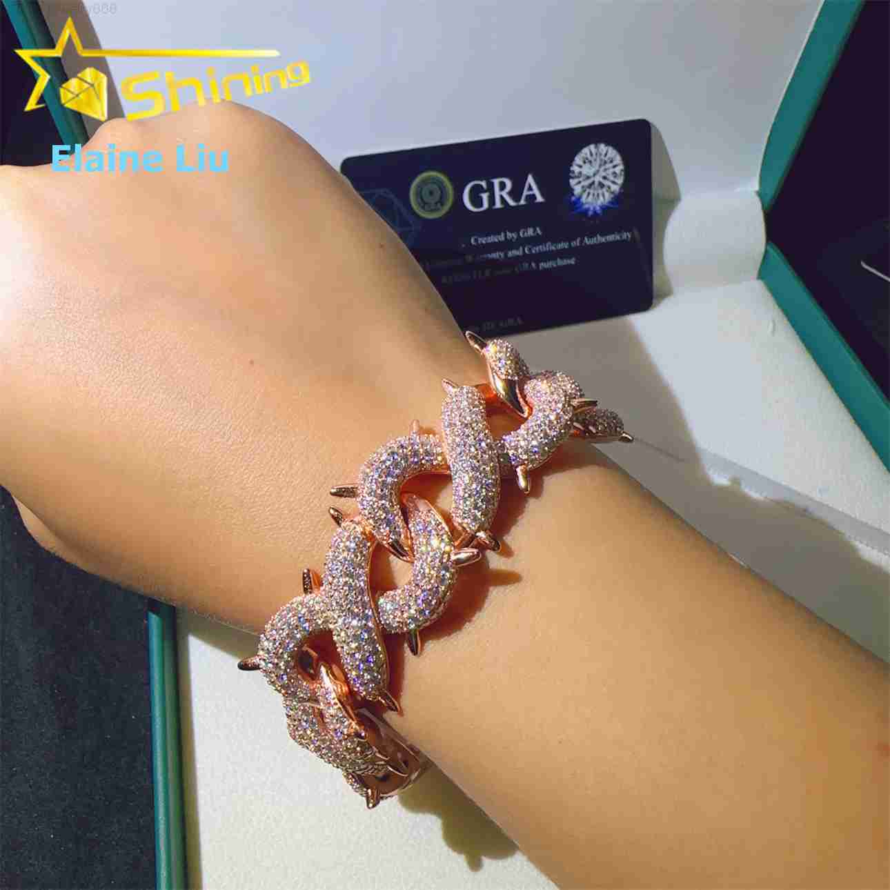 Sterling Silver 925 D Color VVS Moissanite Diamond Iced Out Custom Hip Hop Fine Jewelry Cuban Link Chain Bracelet