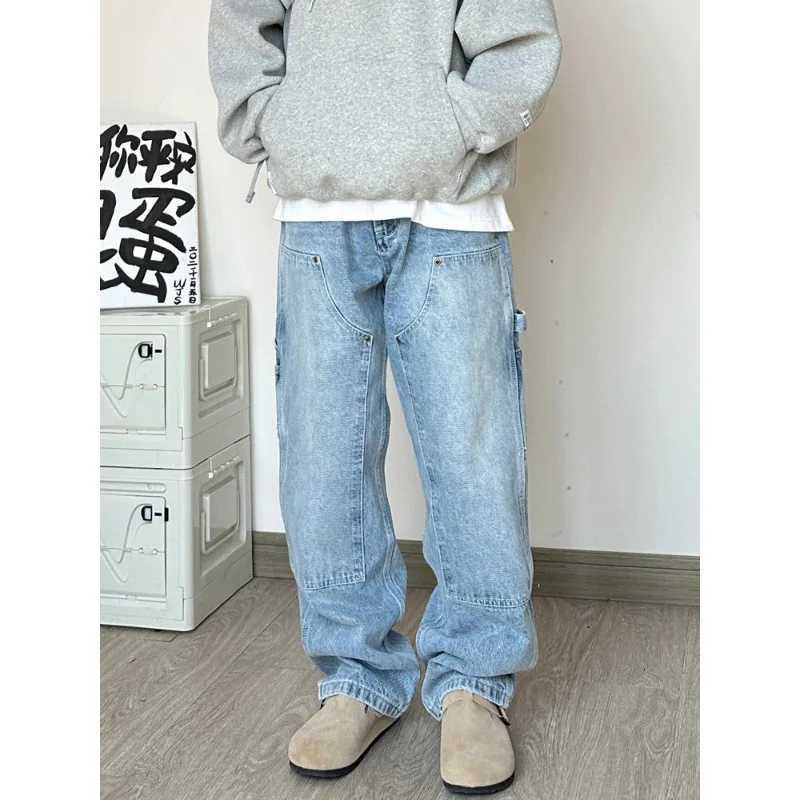 Retro American Hip Hop Vibe Mens Straight Leg Jeans Summer Casual Wide Leg Pants Logging Pants Waed Denim Nine Points W250905