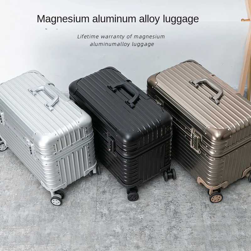 100 Aluminum Suitcase 182022 inch Metal Hard Luggage Carryon Cabin Suitcase Top Open Camera Case Equipment Storage Box Z250905