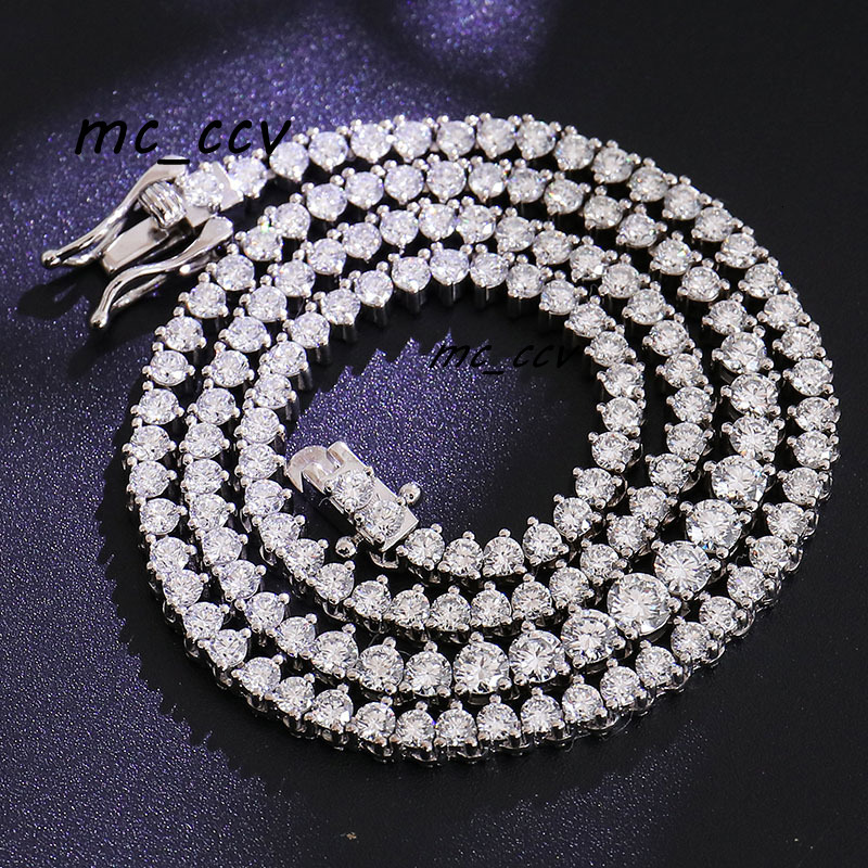 Provence Table Tennis Necklace 925 Silver 2mm 3mm 4mm 5mm Round Colorless Mossinate Diamond Tennis Chain Fashion Necklace